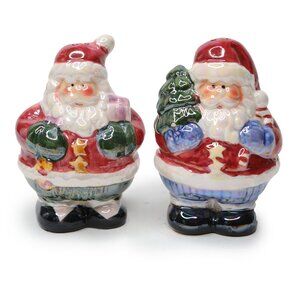 VINTAGE Santa Ceramic Lusterware Salt & Pepper Shakers Christmas Decor Kitschy